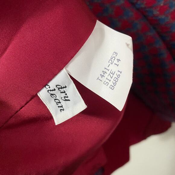 Pendleton Vintage Red & Blue Houndstooth Wool Blazer Jacket Button Closure Sz 14 - Picture 10 of 10